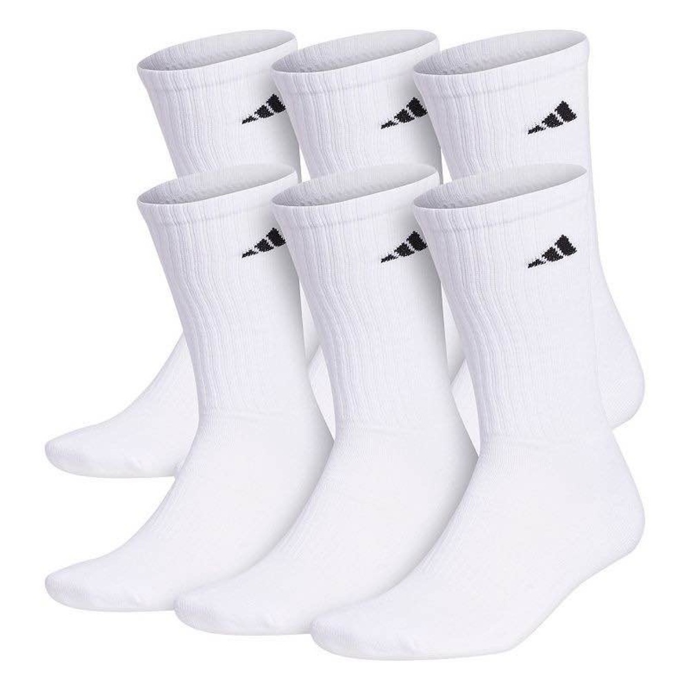 ADIDAS• ATHLETIC CUSHIONED CREW  SOCKS • 6 PAIRS